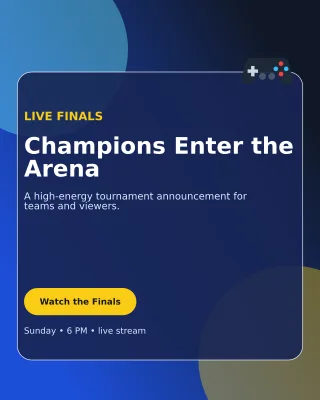 Glass Esports Event Poster — editable blue technology and gaming template, instagram portrait