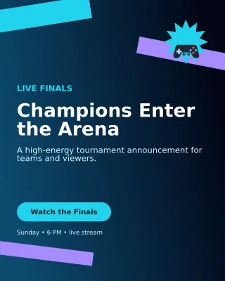 Kinetic Esports Event Poster — editable black technology and gaming template, instagram portrait