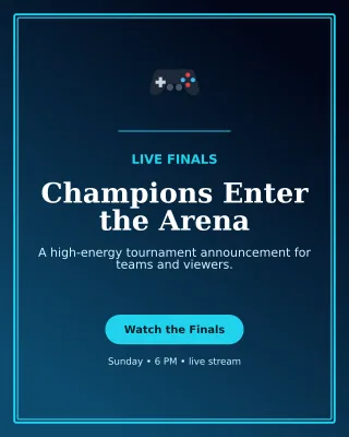 Luxe Esports Event Poster — editable black technology and gaming template, instagram portrait
