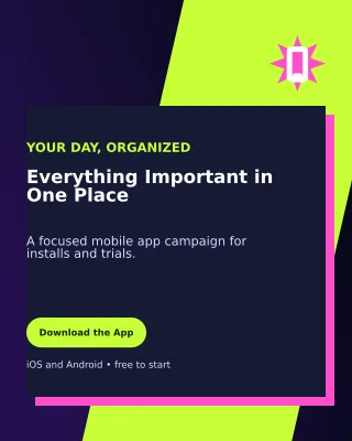 Neo Mobile App Poster — editable black technology and gaming template, instagram portrait