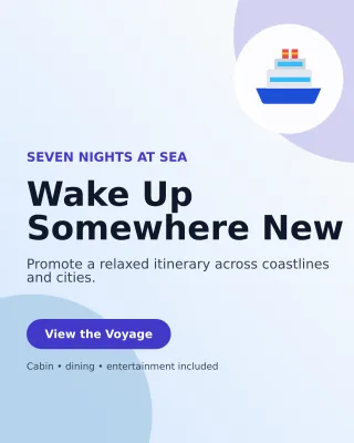 Aurora Cruise Holiday Offer Poster — editable white travel and hospitality template, instagram portrait