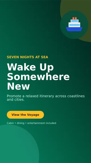 Aurora Cruise Holiday Story — editable black travel and hospitality template, story / reel
