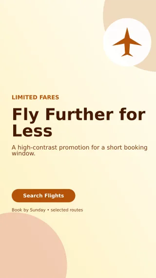 Aurora Flight Deal Story — editable white travel and hospitality template, story / reel