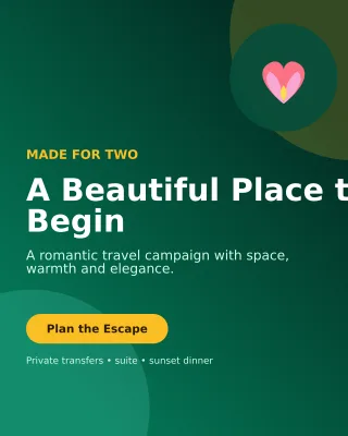 Aurora Honeymoon Package Offer Poster — editable black travel and hospitality template, instagram portrait