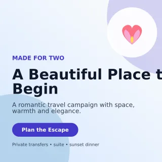 Aurora Honeymoon Package Social Post — editable white travel and hospitality template, instagram post