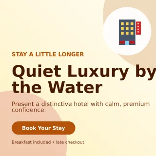 Aurora Hotel Promotion Social Post — editable white travel and hospitality template, instagram post