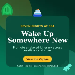 Botanical Cruise Holiday Social Post — editable black travel and hospitality template, instagram post