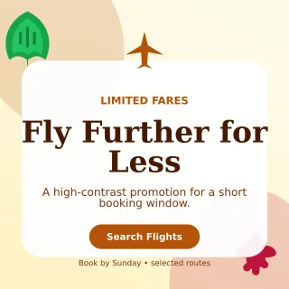 Botanical Flight Deal Social Post — editable white travel and hospitality template, instagram post