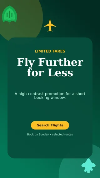 Botanical Flight Deal Story — editable black travel and hospitality template, story / reel