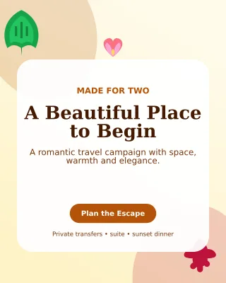 Botanical Honeymoon Package Offer Poster — editable white travel and hospitality template, instagram portrait