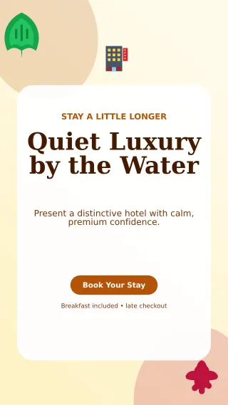 Botanical Hotel Promotion Story — editable white travel and hospitality template, story / reel