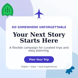 Botanical Travel Agency Social Post — editable white travel and hospitality template, instagram post