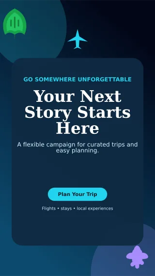 Botanical Travel Agency Story — editable black travel and hospitality template, story / reel