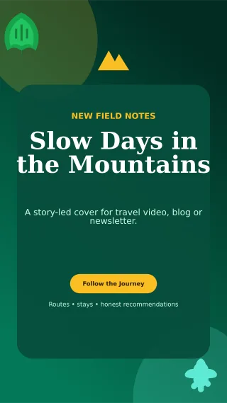 Botanical Travel Creator Story — editable black travel and hospitality template, story / reel