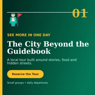 Editorial City Tour Social Post — editable black travel and hospitality template, instagram post