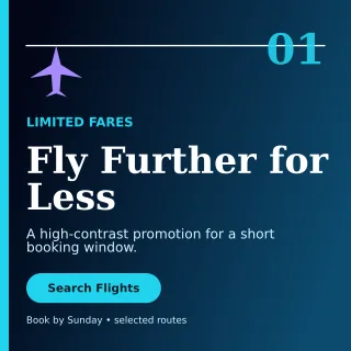 Editorial Flight Deal Social Post — editable black travel and hospitality template, instagram post