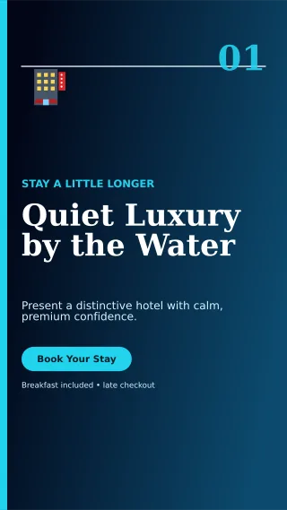 Editorial Hotel Promotion Story — editable black travel and hospitality template, story / reel