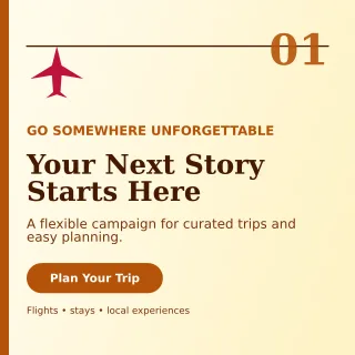 Editorial Travel Agency Social Post — editable white travel and hospitality template, instagram post