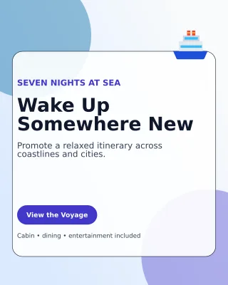 Glass Cruise Holiday Offer Poster — editable white travel and hospitality template, instagram portrait