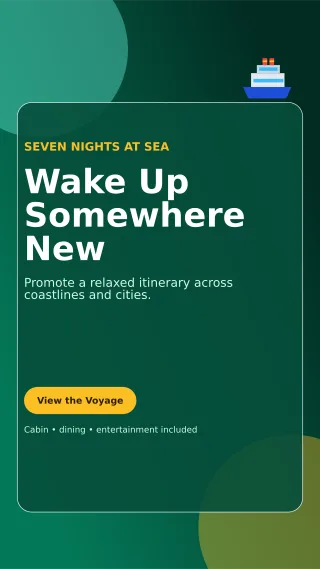 Glass Cruise Holiday Story — editable black travel and hospitality template, story / reel