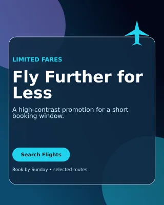Glass Flight Deal Offer Poster — editable black travel and hospitality template, instagram portrait