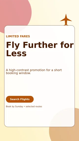 Glass Flight Deal Story — editable white travel and hospitality template, story / reel