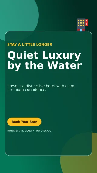 Glass Hotel Promotion Story — editable black travel and hospitality template, story / reel