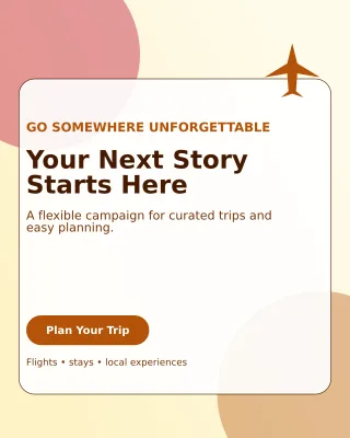 Glass Travel Agency Offer Poster — editable white travel and hospitality template, instagram portrait