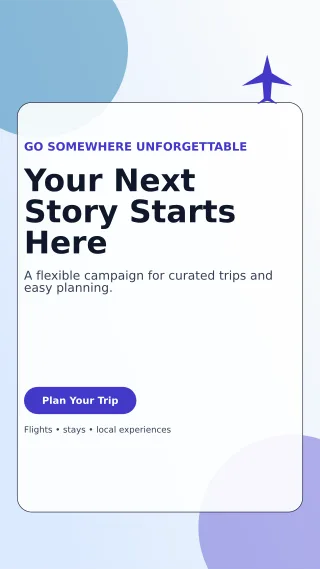 Glass Travel Agency Story — editable white travel and hospitality template, story / reel