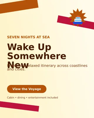 Kinetic Cruise Holiday Offer Poster — editable white travel and hospitality template, instagram portrait