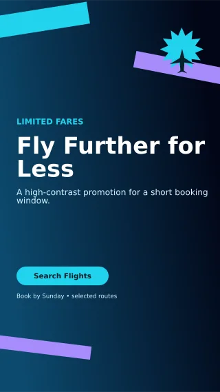 Kinetic Flight Deal Story — editable black travel and hospitality template, story / reel