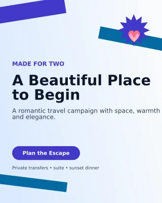 Kinetic Honeymoon Package Offer Poster — editable white travel and hospitality template, instagram portrait