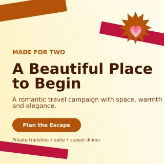 Kinetic Honeymoon Package Social Post — editable white travel and hospitality template, instagram post