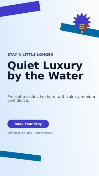Kinetic Hotel Promotion Story — editable white travel and hospitality template, story / reel