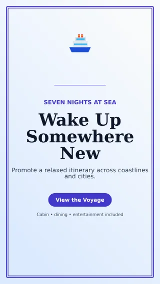 Luxe Cruise Holiday Story — editable white travel and hospitality template, story / reel