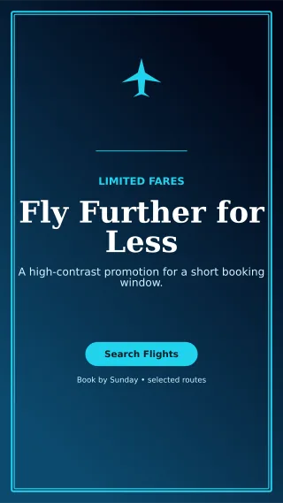 Luxe Flight Deal Story — editable black travel and hospitality template, story / reel