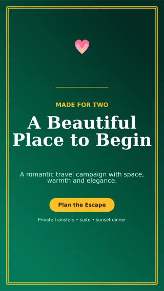 Luxe Honeymoon Package Story — editable black travel and hospitality template, story / reel