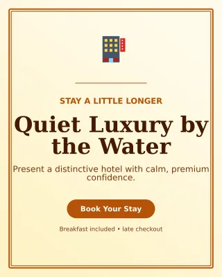 Luxe Hotel Promotion Offer Poster — editable white travel and hospitality template, instagram portrait