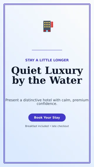 Luxe Hotel Promotion Story — editable white travel and hospitality template, story / reel