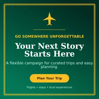 Luxe Travel Agency Social Post — editable black travel and hospitality template, instagram post