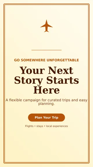 Luxe Travel Agency Story — editable white travel and hospitality template, story / reel
