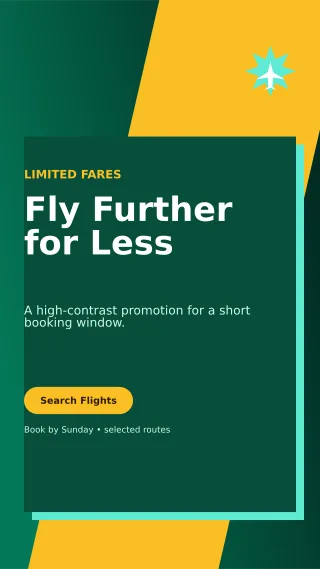 Neo Flight Deal Story — editable black travel and hospitality template, story / reel