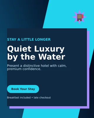 Neo Hotel Promotion Offer Poster — editable black travel and hospitality template, instagram portrait