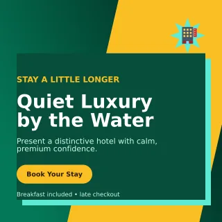 Neo Hotel Promotion Social Post — editable black travel and hospitality template, instagram post