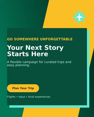 Neo Travel Agency Offer Poster — editable black travel and hospitality template, instagram portrait