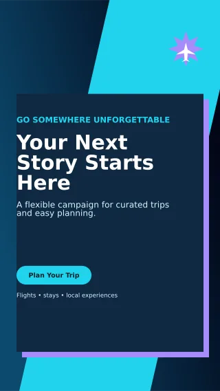 Neo Travel Agency Story — editable black travel and hospitality template, story / reel