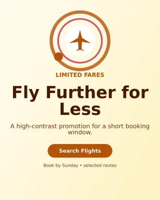 Orbit Flight Deal Offer Poster — editable white travel and hospitality template, instagram portrait