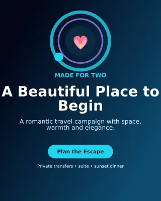 Orbit Honeymoon Package Offer Poster — editable black travel and hospitality template, instagram portrait
