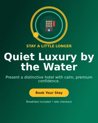 Orbit Hotel Promotion Offer Poster — editable black travel and hospitality template, instagram portrait