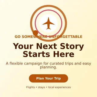 Orbit Travel Agency Social Post — editable white travel and hospitality template, instagram post